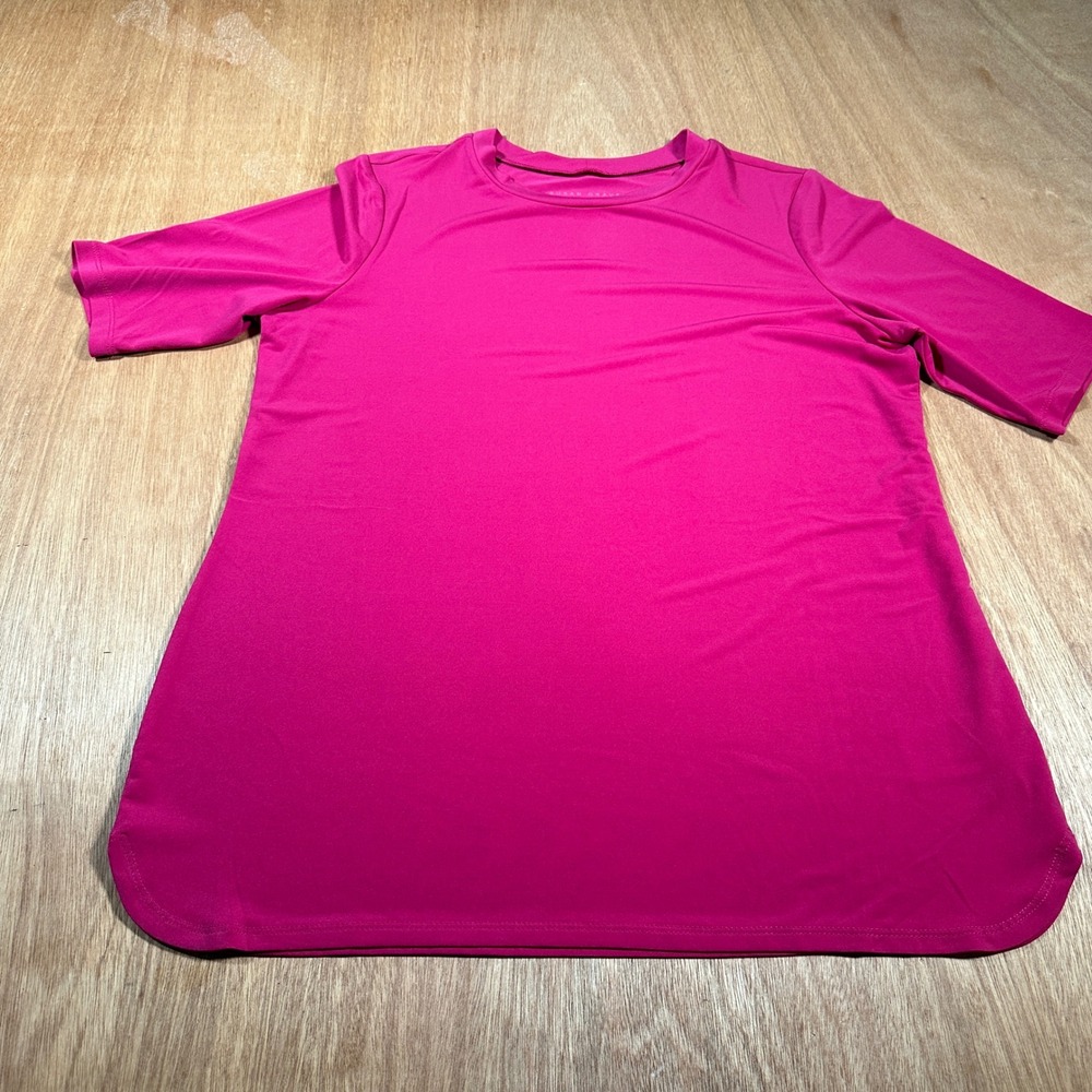 Susan Graver Modern Essentials Top Women M Magenta Pink Short Sleeve A399642